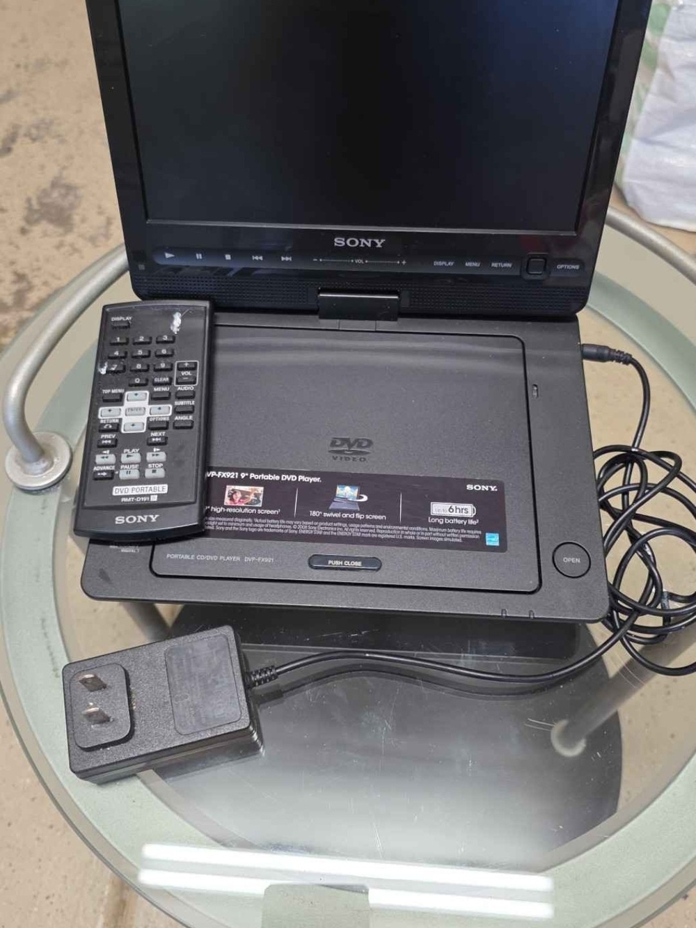Sony Black Portable DVD Player with Remote and AC Adapter